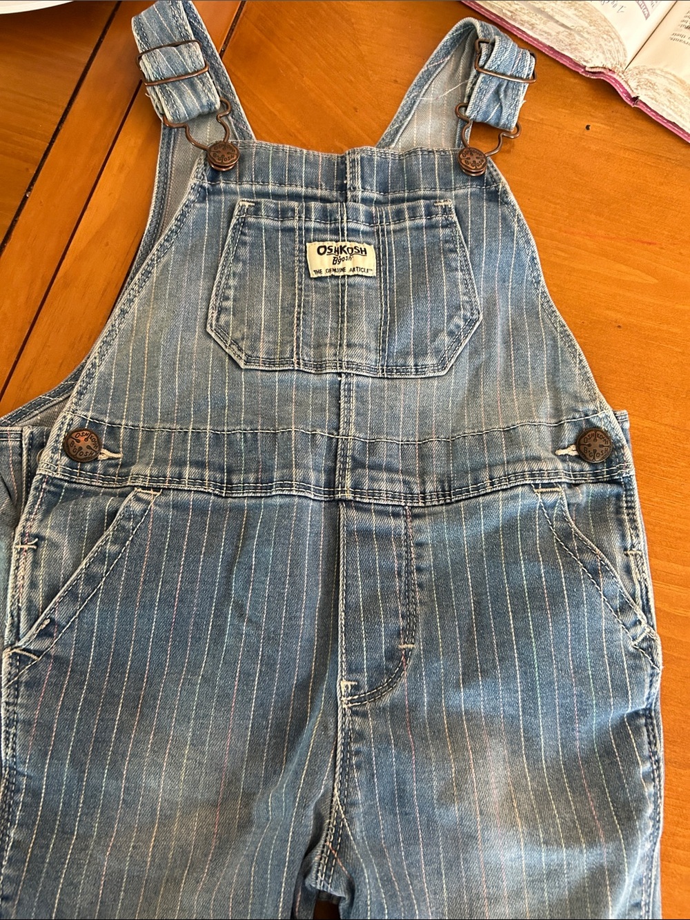 OshKosh B'gosh Blue Pinstripe Denim Overalls - kids girls 3t